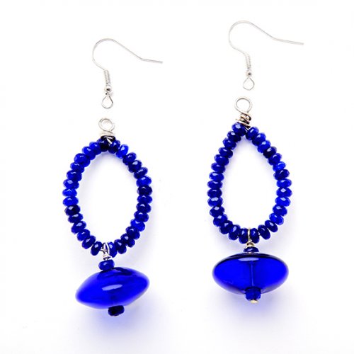 Nancy Chase's Cobalt Blue Glass Earrings - , Contemporary Wire Jewelry, Beads, add ear wires